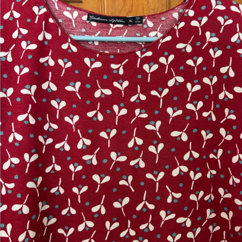 Gudrun Sjödén Micromodal Floral Jersey Top Women’s XL Long Sleeve